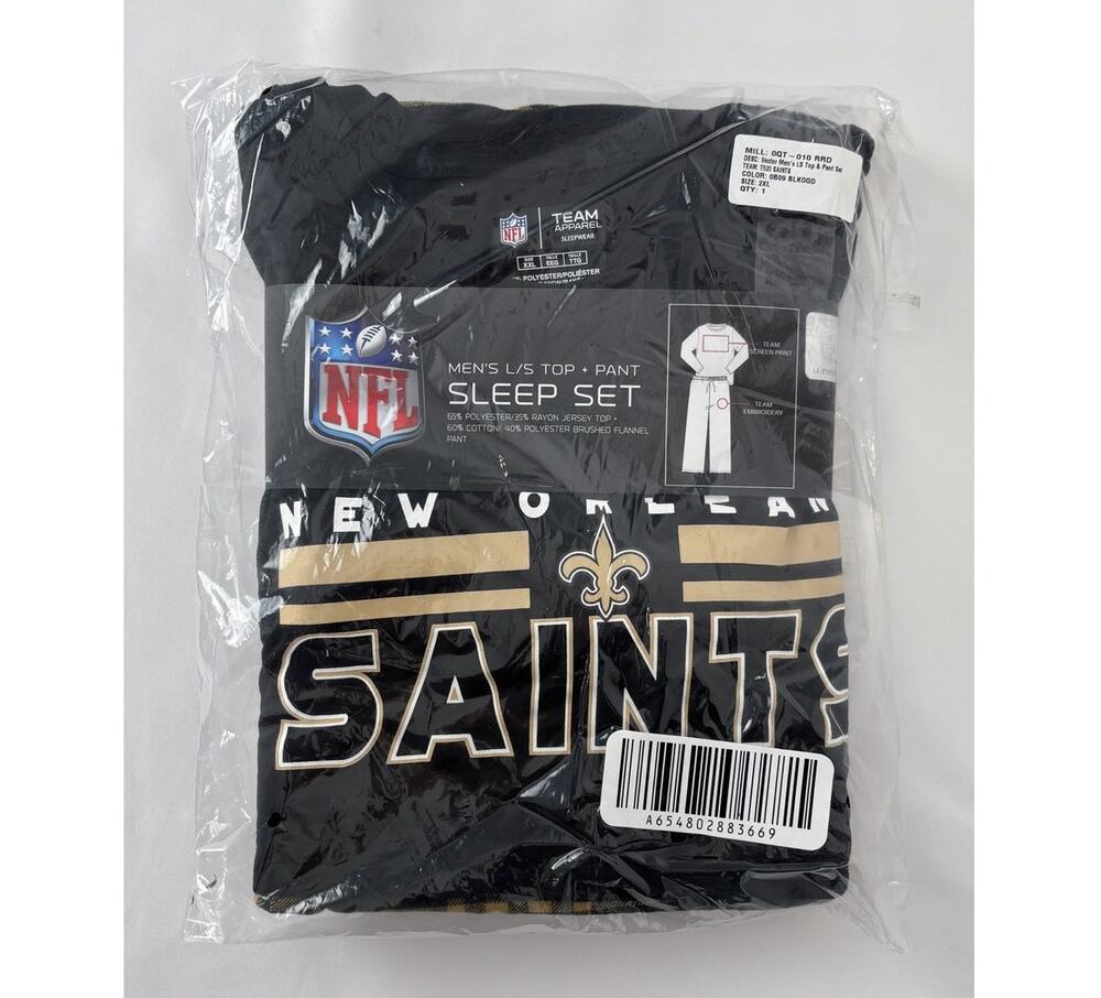 NFL Team Apparel New Orleans Saints Vector Mens LS Top Pant Sleep Set Size 2XL
